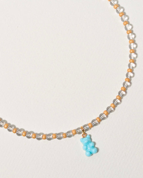 Bear charm beaded necklace - handmade playful jewelry by Pretty Match Amsterdam